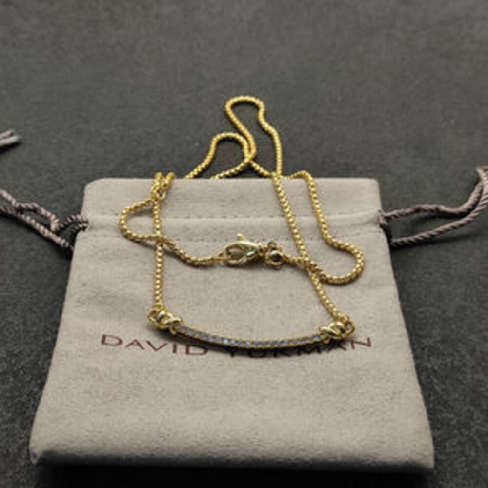 David Yurman Two-Tone Diamond Curved Bar Necklace